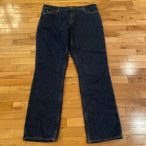 Realtree Boston Traders Mens 38x34 Flannel Lined Jeans Dark Wash Straight Leg